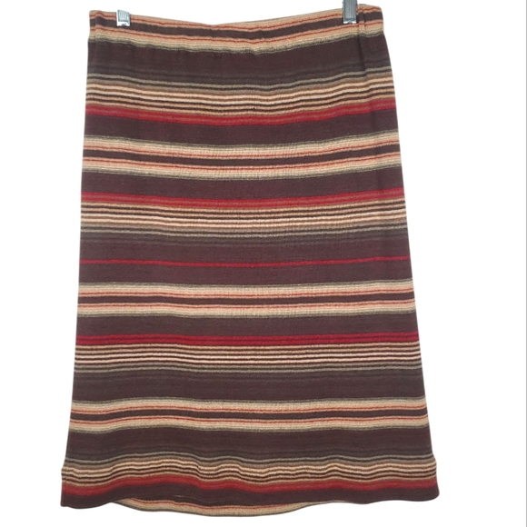 Lauren Ralph Lauren Multicolor Striped Midi Skirt. Linen/Cotton Knit. LG - Picture 1 of 6